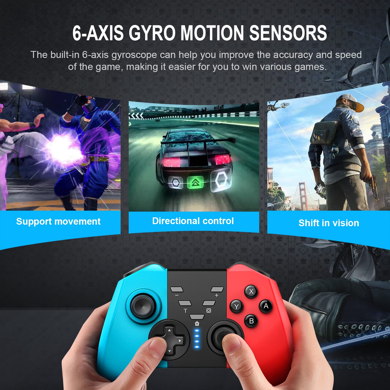 8592 trådløs gaming-controller til Switch Bluetooth-gamepad understøtter Wake-up SWH-konsol med Dual-Vibration 8592 trådløs gaming-controller til Switch Bluetooth-gamepad understøtter Wake-up SWH-konsol med Dual-Vibration